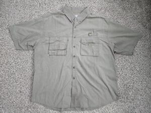 RUGGED EARTH OUTFITTERS Mens XXL Tan Khaki Fishing Shirt Outdoor Button Up Vents